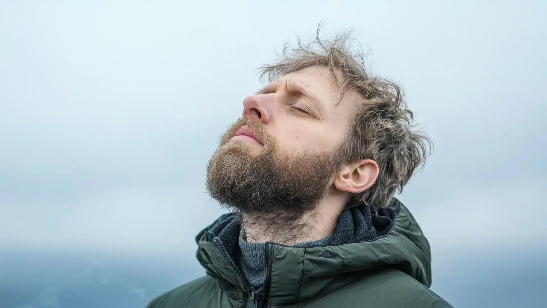 Health Hub 67 Bearded man outdoors breathing deeply with eyes closed